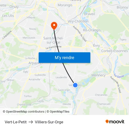 Vert-Le-Petit to Villiers-Sur-Orge map