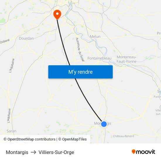 Montargis to Villiers-Sur-Orge map