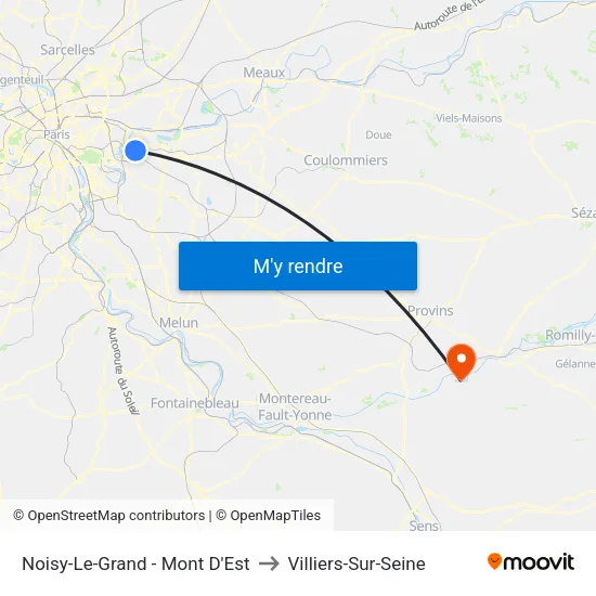 Noisy-Le-Grand - Mont D'Est to Villiers-Sur-Seine map