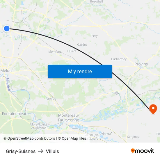 Grisy-Suisnes to Villuis map