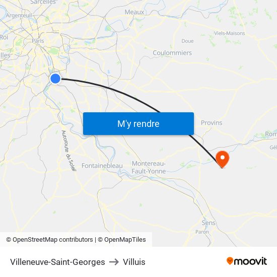Villeneuve-Saint-Georges to Villuis map