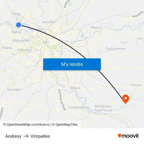 Andresy to Vimpelles map