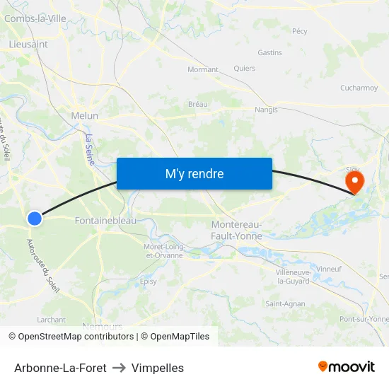 Arbonne-La-Foret to Vimpelles map