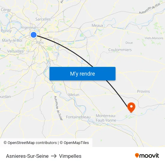 Asnieres-Sur-Seine to Vimpelles map