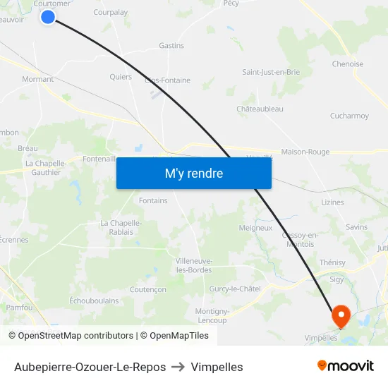Aubepierre-Ozouer-Le-Repos to Vimpelles map