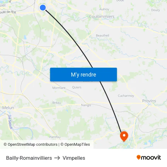 Bailly-Romainvilliers to Vimpelles map