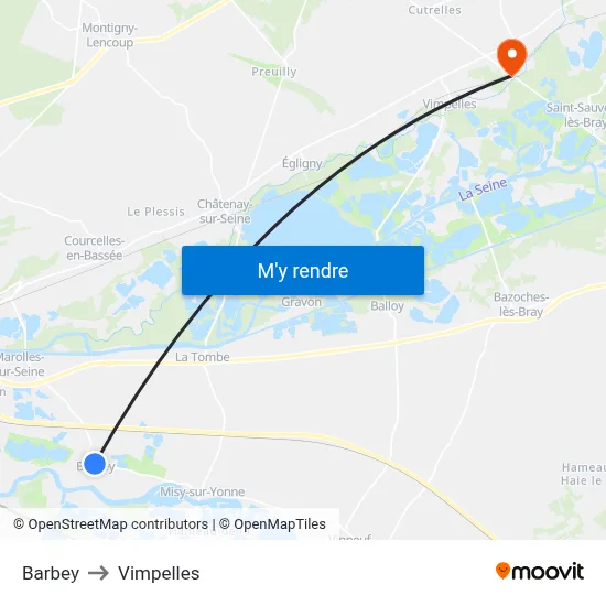 Barbey to Vimpelles map