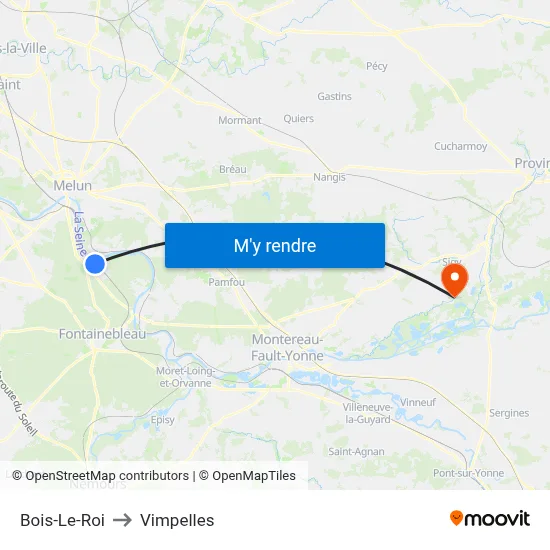 Bois-Le-Roi to Vimpelles map