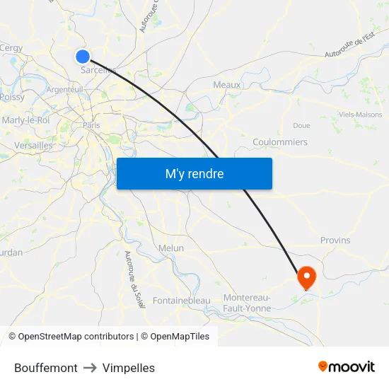 Bouffemont to Vimpelles map