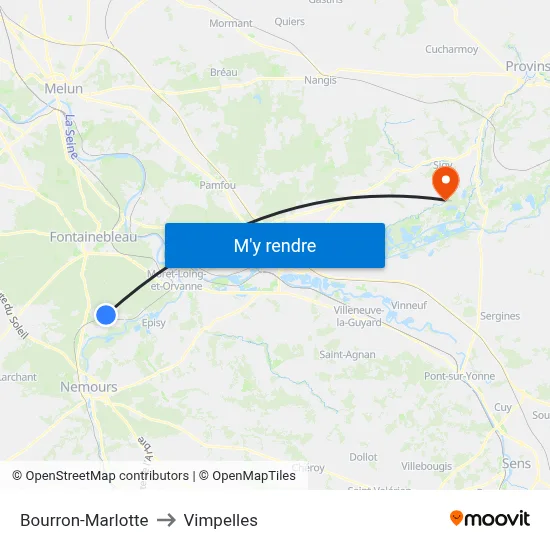 Bourron-Marlotte to Vimpelles map