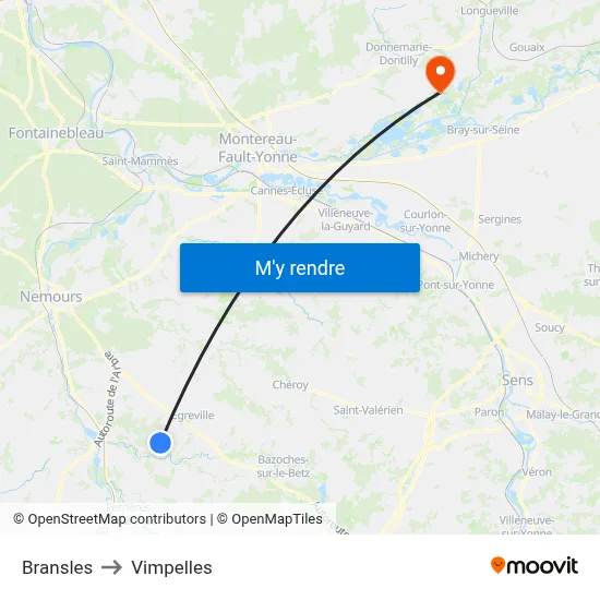 Bransles to Vimpelles map
