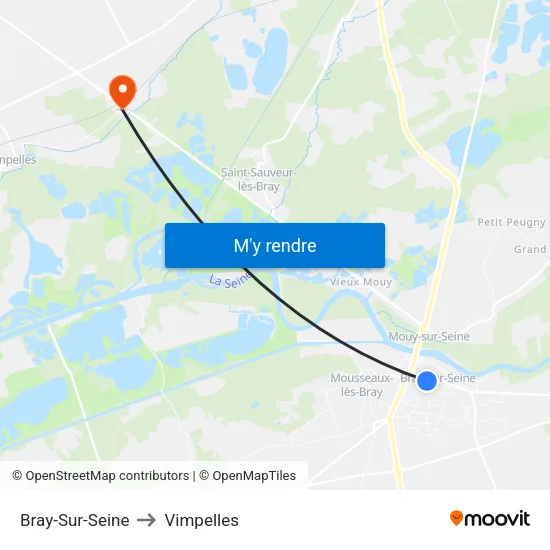 Bray-Sur-Seine to Vimpelles map
