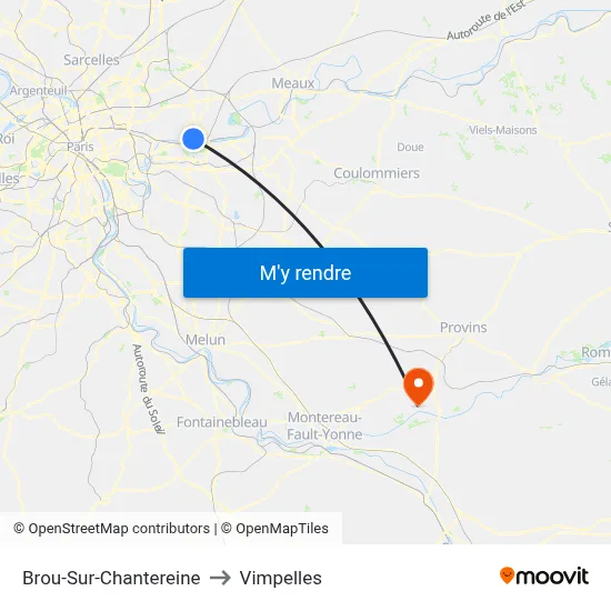 Brou-Sur-Chantereine to Vimpelles map