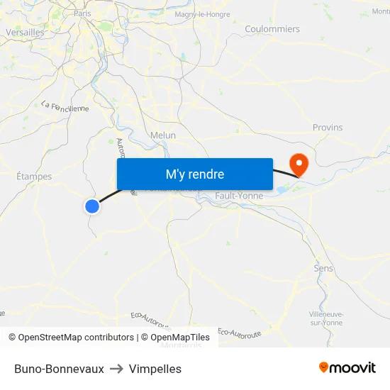 Buno-Bonnevaux to Vimpelles map