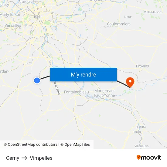 Cerny to Vimpelles map