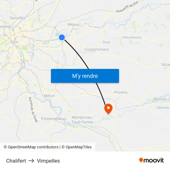 Chalifert to Vimpelles map