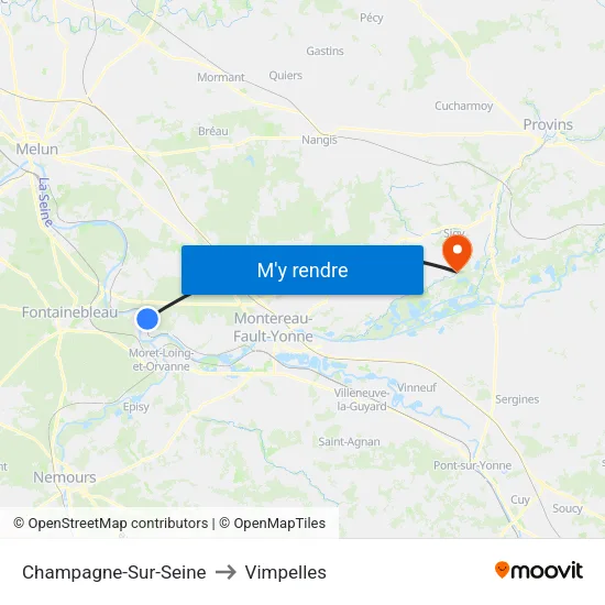 Champagne-Sur-Seine to Vimpelles map