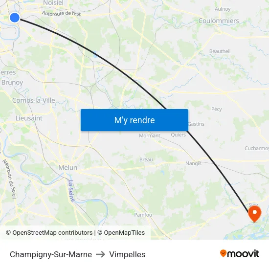Champigny-Sur-Marne to Vimpelles map