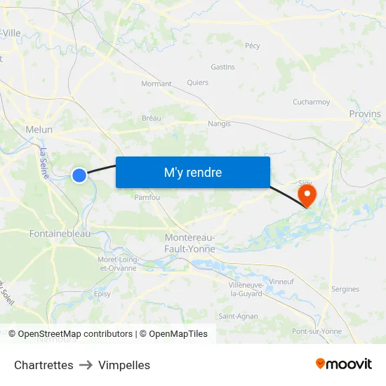 Chartrettes to Vimpelles map
