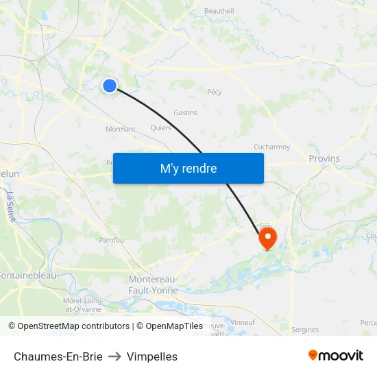 Chaumes-En-Brie to Vimpelles map