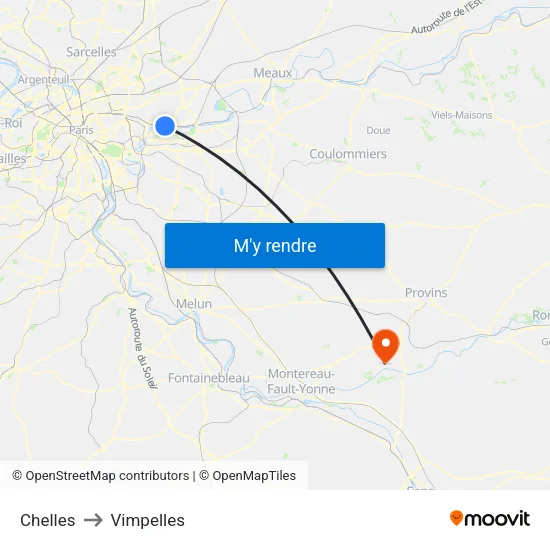 Chelles to Vimpelles map