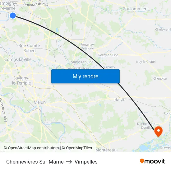 Chennevieres-Sur-Marne to Vimpelles map