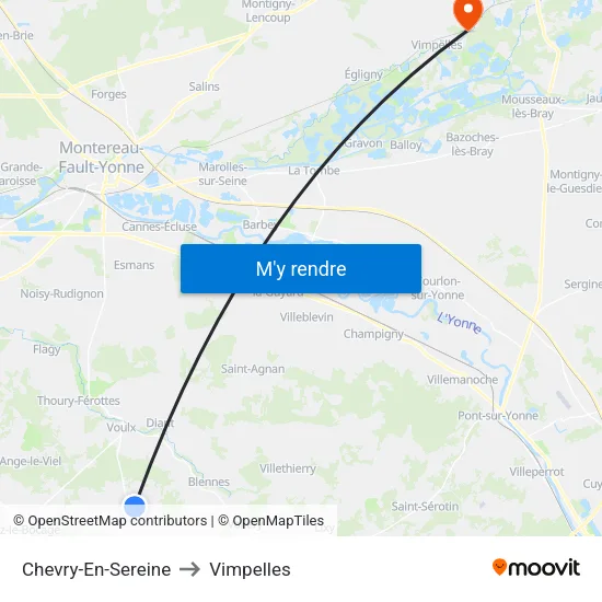 Chevry-En-Sereine to Vimpelles map