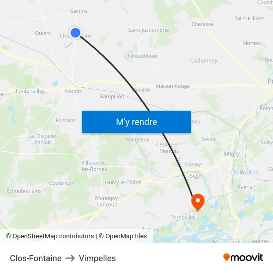 Clos-Fontaine to Vimpelles map