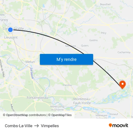 Combs-La-Ville to Vimpelles map