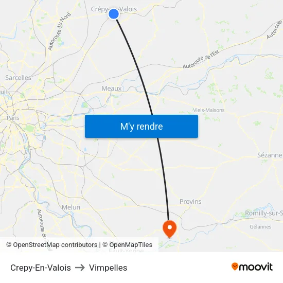 Crepy-En-Valois to Vimpelles map