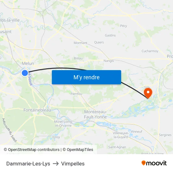 Dammarie-Les-Lys to Vimpelles map