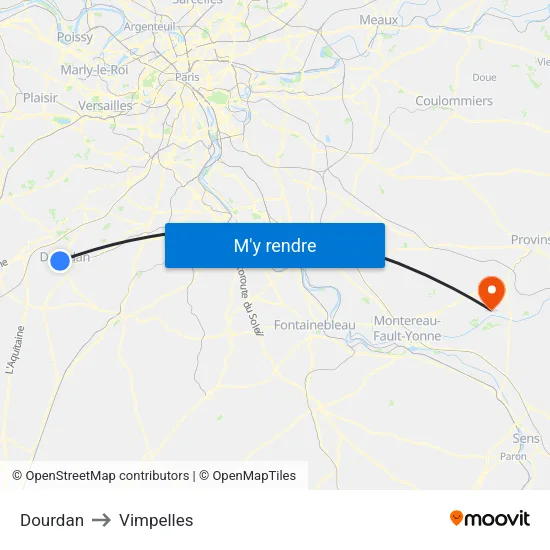 Dourdan to Vimpelles map