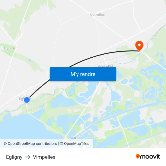 Egligny to Vimpelles map