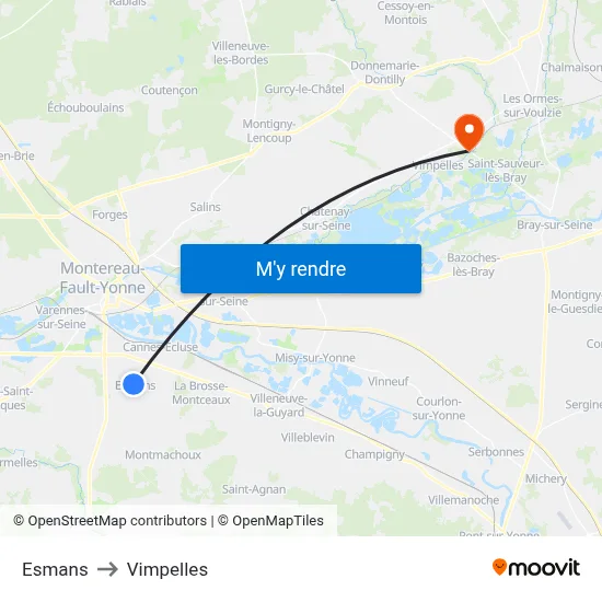 Esmans to Vimpelles map
