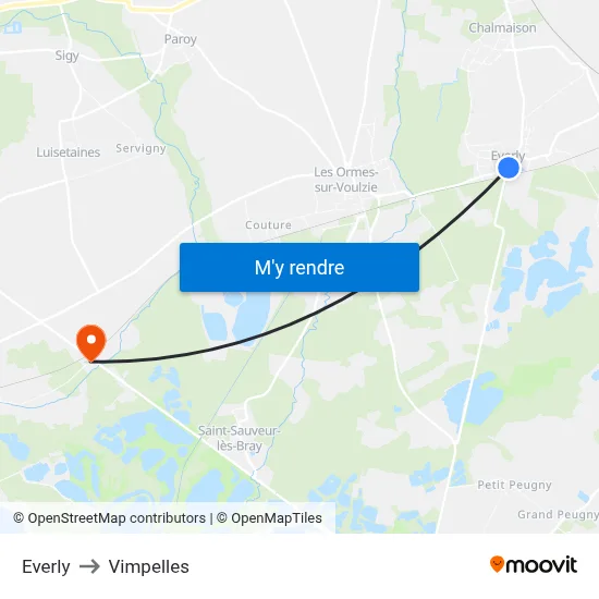 Everly to Vimpelles map