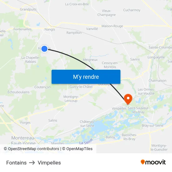 Fontains to Vimpelles map