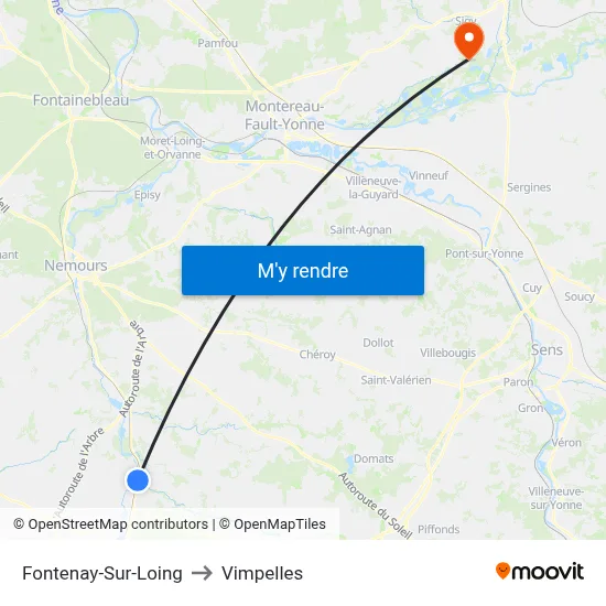 Fontenay-Sur-Loing to Vimpelles map