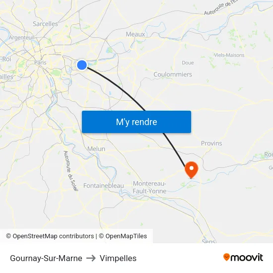 Gournay-Sur-Marne to Vimpelles map