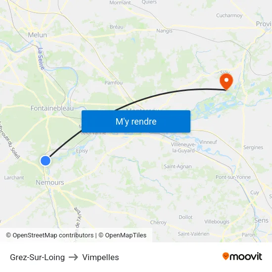 Grez-Sur-Loing to Vimpelles map