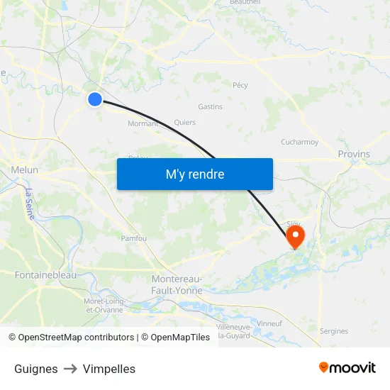 Guignes to Vimpelles map