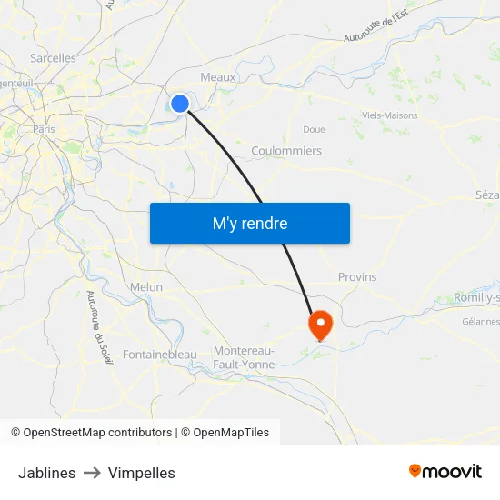 Jablines to Vimpelles map