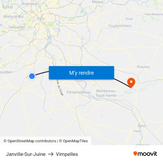 Janville-Sur-Juine to Vimpelles map