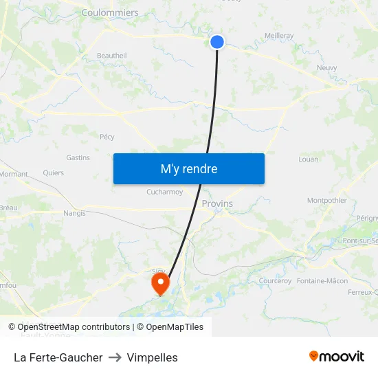 La Ferte-Gaucher to Vimpelles map