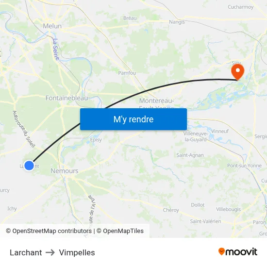 Larchant to Vimpelles map