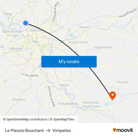 Le Plessis-Bouchard to Vimpelles map