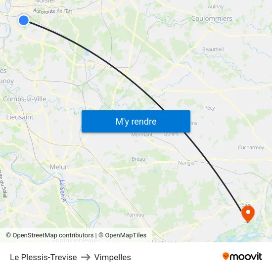 Le Plessis-Trevise to Vimpelles map