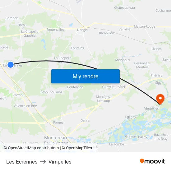 Les Ecrennes to Vimpelles map