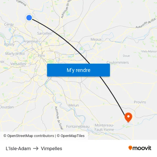 L'Isle-Adam to Vimpelles map