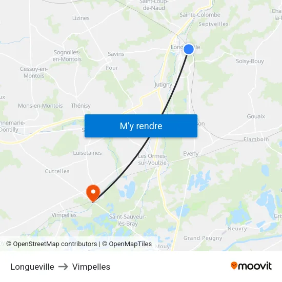 Longueville to Vimpelles map