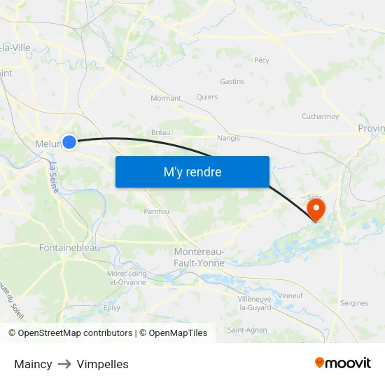Maincy to Vimpelles map